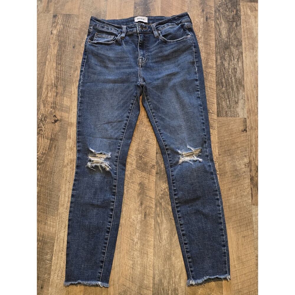 Pistola Lanissa Skinny Distressed Mid Rise Blue Jean Womens Size 27 Stretch